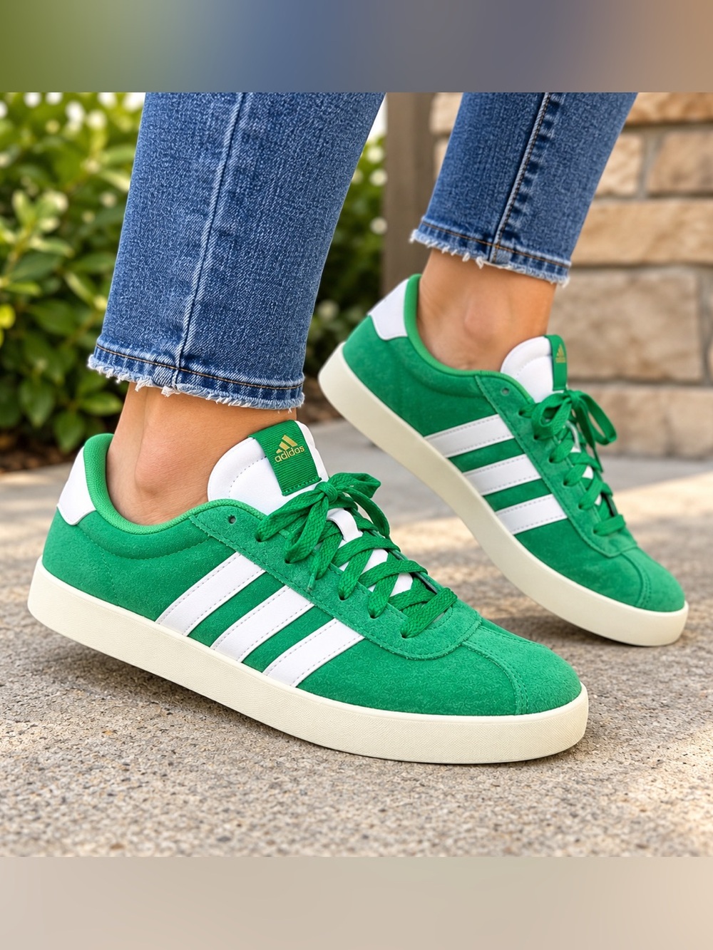 adidas VL Court 3.0 Green White Sneakers Women’s 9 JP5324 NIB